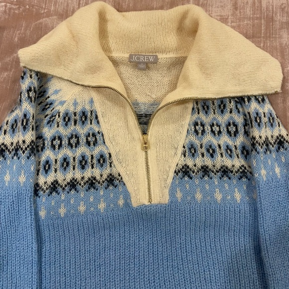J. Crew Women's Fair Isle Blue and Cream soft knit Sweater - Picture 5 of 6